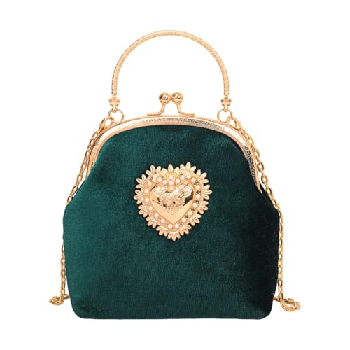 Pahajim Sac à Main Soirée Femme en Velours, Chic Pochettes et Clutches avec Chaine Bandouliere Vintage Sac Années 20 pour Mariage Ceremonie Fête (Vert)
