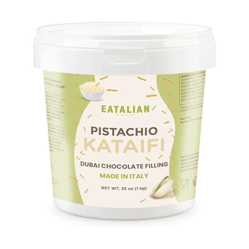 Image of EATALIAN by AMZ BETTER Pistachio Cream with Kataifi, 2.2 lb /1000 g, Delicious Spreadable with a Sweet and Unique Taste, Ideal on Bread and with Ice Cream, Excellent for Dubai Chocolate, Made in Italy