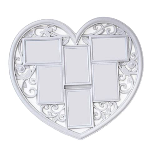 Colcolo Décoration Murale en Forme de Coeur Collage Cadre Photo décoration Suspendue 6 Ouvertures 4x6 Cadre Photo de Famille pour la Maison de Bureau