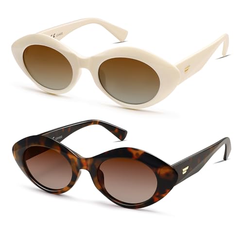 Image of VANLINKER Polarized Trendy Thick Oval Round Sunglasses for Women Retro Shades VL9825