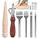 Leder Werkzeuge Set Handwerkzeuge Couture Leder Handwerk Handnähen,1 Set Loch Stanzen Nähte Punch Werkzeug Stift +1 Set Lederhobel leder Groover +1 Runde Lederhandwerk Werkzeug Kantenpolierer