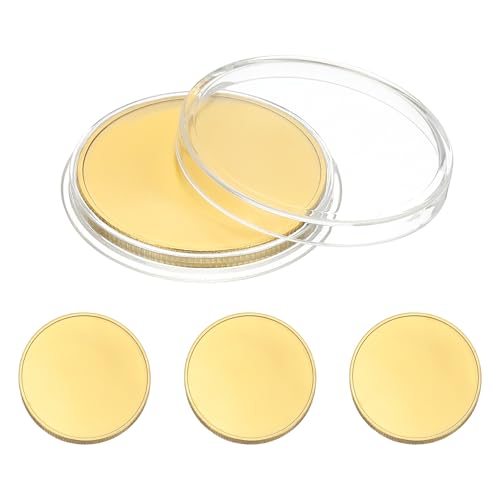 PATIKIL 40mm Blanke Münzen Zum Gravieren 4 Stück Münzrohlinge Laser Gravur Rohlinge Individuelle Challenge Coins Metallscheiben Tags Runde Stempelplatte Goldton