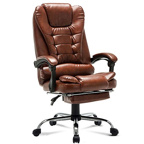 YRYRYW Silla de Oficina Silla de Oficina de Cuero Grande y Alta con Respaldo Alto, Escritorio Ejecutivo, Silla giratoria para tareas de computadora, Base de Metal Resistente, ángulo de inclinación