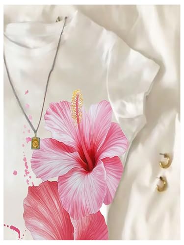 SweatyRocks Girl's Floral Graphic T Shirts Short Sleeve Crewneck Summer Tee Tops3