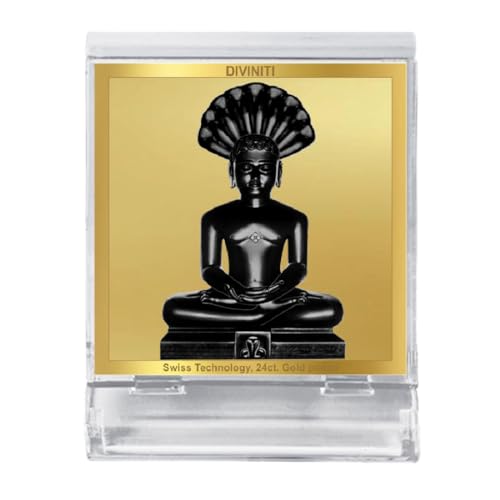 Image of DIVINITI Parshvanatha Photo Frame for Car Dashboard, Table Decor| ACF 3A Classic Parshvanatha and 24K Gold Plated Foil| Religious Frame Idol for Pooja, Worship, Gifts Items (5.8 X 4.8 CM)