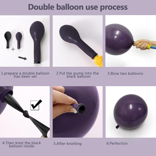 Image of Black Purple Balloon Arch Kit Double Stuffed Dark Purple Black Balloon Garland for Halloween Ghost Witch Birthday Baby Shower Anniversary Party Decorations