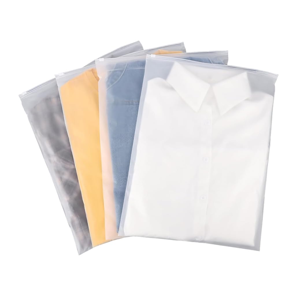 Ziploc Bags for Clothes - 20 Pcs Frosted Packaging for Shipping, Resealable Travel Storage, Clear Plastic Waterproof Apparel - 40 * 50CM