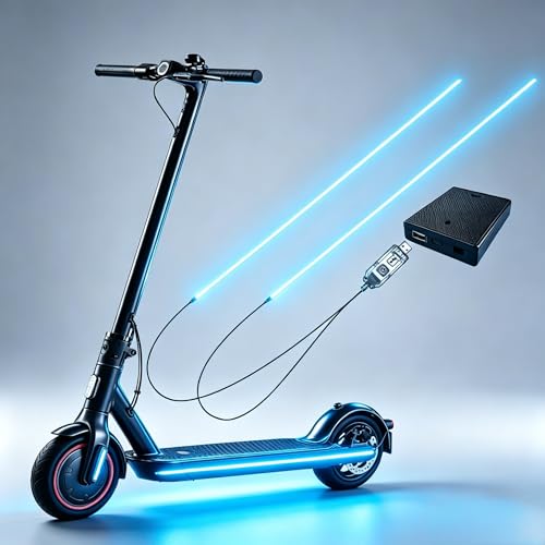 USB Battery Box COB LED Scooter Bike Ambient Light 8 Lighting Modes Waterproof No-Wiring Safety Warning Strip Light for Electric Scooter Bicycle Kids Balance Bike (Blue)