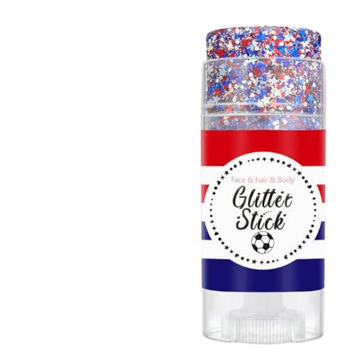 Penlimly Bâton Pailleté Tricolore | Paillettes Rouge Blanc Bleu Portables,Peinture Visage Scintillante,Maquillage Corps Patriotique pour Femmes Filles Saint-Valentin 4 Juillet Festival Concert Fête