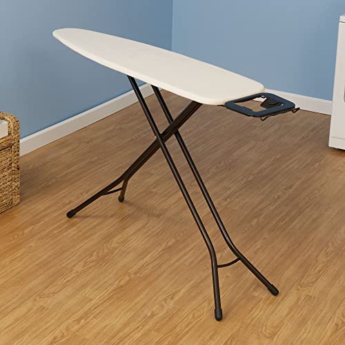 Household Essentials Steel Top Long Ironing Board With Iron Rest | Natural Cover And Bronze Finish | 14" X 54" Iron Surface #TOP1