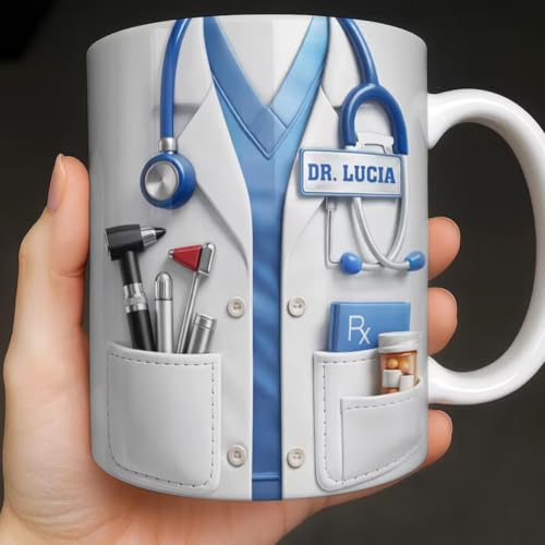 Taza de cerámica personalizada con efecto 3D para doctor miniatura 3