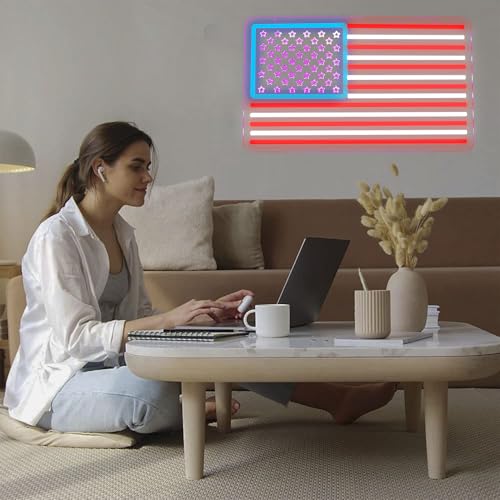 Image of USA Neon Signs for Wall Decor，Led Neon Light for Man Cave、Bedroom、Garage，Christmas Birthday Party Gifts