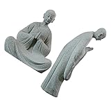 TOYANDONA 2 Piezas Figuritas de Zen Miniatura de Escultura para Jardín y Patio Decoración Color Gris para Bonsai y