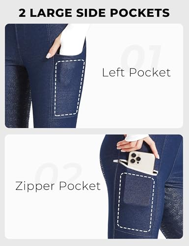 Fitst4 Sports Women'S Denim Riding Breeches With Pockets Full Seat Horseback Riding Pants Equestrian Breeches For Women Blue Xl thumb #1