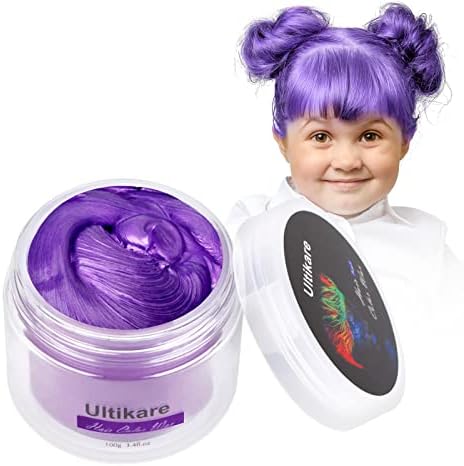Color Wax for Natural Hair Temporary, Ultikare Hair Color Wax Purple Hair Dye Pomade Styling Wax Instant Mud Cream Gel 3.4 Fl Oz Girl Gifts, Party, Cosplay DIY, Children's Day