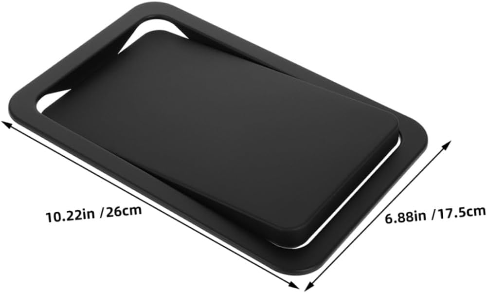 HANABASS 2pcs Stainless Steel Recessed Trash Can Covers with Swing Lid, Rectangular Countertop Trash Bin Replacement Lids for Kitchen and Bathroom, Medium Size 260x175mm, Black