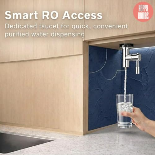 Image of Happy Homes Brass Inverted RO Tap - Ideal for Cupboard RO Water Purifiers - Durable Drinking Water Filter Tap (Steel Silver)
