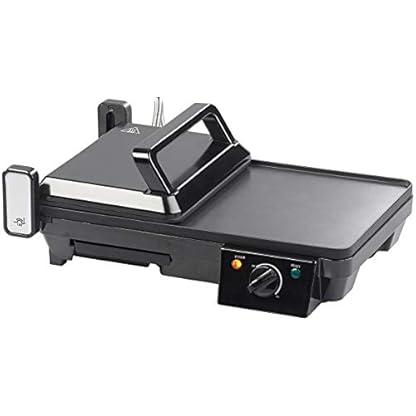 Rosenstein & Söhne Grill: Elektrischer 2in1-Tischgrill mit Kontaktgrill, Grillplatte, 2.000 Watt (Elektro Tischgrill, Camping Grill, Grillpfanne) – Bild 6