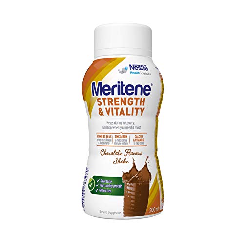 Meritene Strength and Vitality Chocolate Ready to Drink Shake, Pack of 24, 200ml Bottle, 12318184