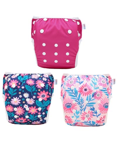 Image of ALVABABY Large Cloth Swim Diaper 3pcs Baby /Toddler /Infant Snap Reusable Adjustable Swimming Diaper Baby Boy and Girl 3ZSWY81