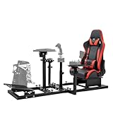 Supllueer Racing Flight Simulator Cockpit with Red Playseat fit for Thrustmaster,Logitech,Hotas Warthog,G27 G920 X52 X56, Sim Racing Cockpit, Wheel Pedal Throttle Joystick Keyboard Not Included