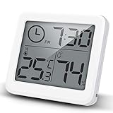 Raumklimakontrolle: Thermo-Hygrometer liefert Ihnen genaue Daten über Temperatur und Luftfeuchtigkeit für 24 Stunden mit empfindlichem Sensor. Schnelle Reaktion, die alle 10 Sekunden misst, um aktualisierte und genaue Messwerte zu liefern. Temperaturbereiche von -10 ° C bis 70 ° C und Feuchtigkeitsbereich von 1% bis 99% RH. und der Fehlerbereich: ±1℃（1.8° F）, ±5%RH.