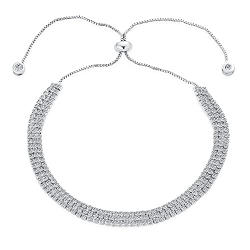 Bracelet de mariée à trois rangs en zircon cubique CZ ajustable pour femmes