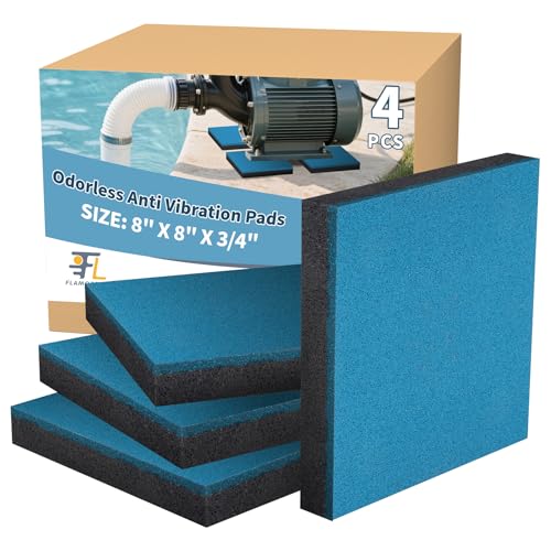 Flamorrow 4Pack Anti-Vibration Pool Motor Bases, 8" X 8" X 3/4" Heavy-Duty Rubber Pool Pump Pads, Hot Tub Pump Motor Mount Base Pad for Reduce Noise, Vibration Isolation Pads for Indoor & Outdoor Use