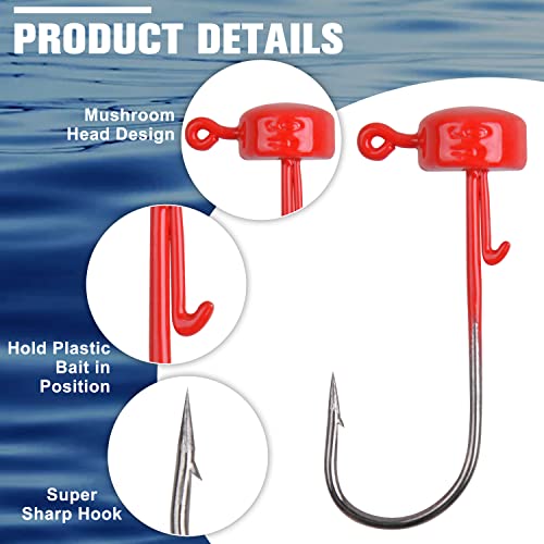 Kit Ned Rig de 30 têtes plombées Shroom Jig Heads OROOTL pour la pêche du bar et du crappie