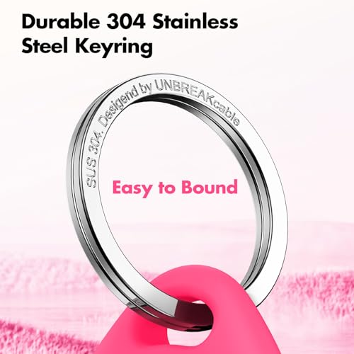 Image of UNBREAKcable 4 Pack Holder for Apple AirTag [Fit Tightly Design] [Hold Air Tag Securely] [Easy to Install] Protective Case Waterproof TPU Shell with 304 Stainless Steel Key Ring Keychain, 4 Color
