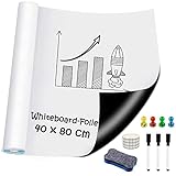 Whiteboard Folie, Selbstklebende Weißwandtafel Folie Wiederbeschreibbar Magnetisches Whiteboard Sticker DIY Whiteboardfolie Kreidetafel Wandaufkleber für Büro Schule Zuhause Küche (40 X 80 CM)
