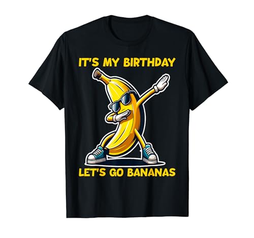 Lindo Let's Go Bananas It's My Birthday para niños divertidos Camiseta