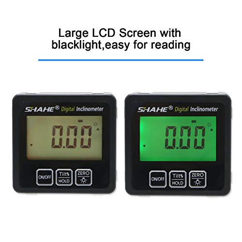 SHAHE Digital Inclinometer Bevel Box Electronic Protractor with Backlight Magnetic Digital Level and Angle Finder Digital Angle Gauge 5515-90D