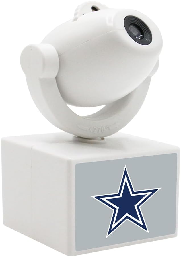 Sporticulture NFL American Football Dallas Cowboys - Adjustable Led Mini Spotlight Projector with 6 Team Logo Designs - Portable & Rechargeable Spotlight - Battery-Operated - 4.375” x 3.125”