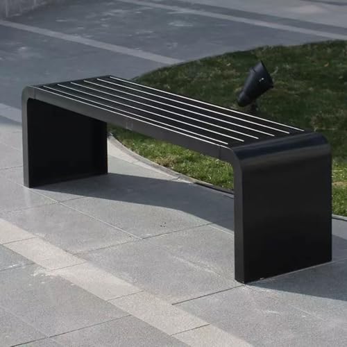 Genérico Banco de jardín Moderno para Exteriores: Acero galvanizado Resistente a la Intemperie, diseño sin Respaldo para Patio, césped, Porche y terrazas. Una Elegante solución de Asientos para Inter