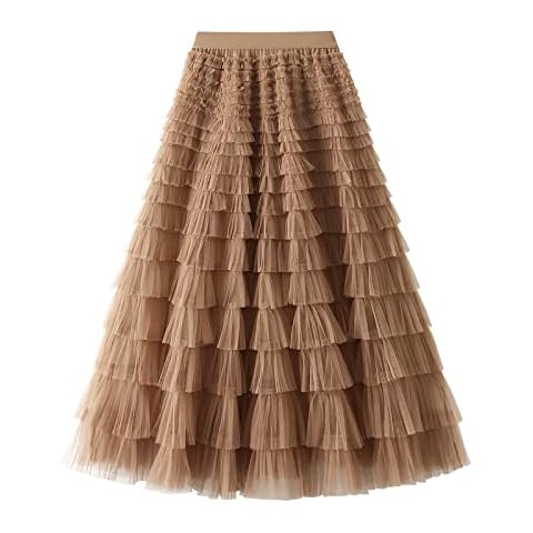 Achlibe Women's Layered Tulle Maxi Skirt Cover