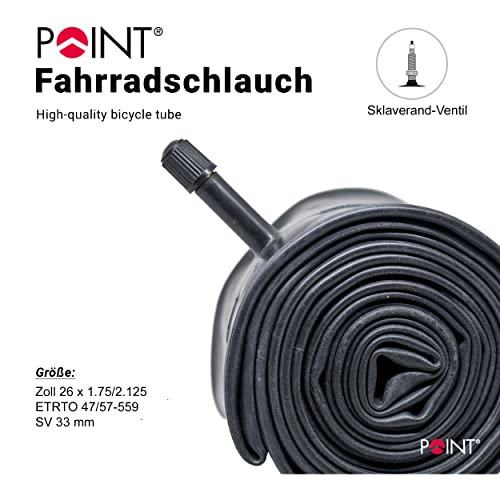 Point 08120901 Bicycle Inner Tube with Dunlop Valve 26 x 1.75/2.125 Inches Black, 26 x 1,75/2.125 - Image 2
