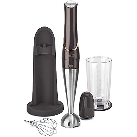 Crux Cordless Hand Immersion Blender, 7.5 inch Blending Arm, Mix, Whip, Puree Sauces/Soups, Rechargeable, Easy to Clean, Dishwasher Safe Removeable Parts, Stainless Steel/Black, 14790 Cover