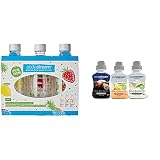 sodastream Lot de 3 Bouteilles de Gazéification Classique Motifs Fruits, Grand Modèle 1 L & Lot de 3 Concentrés Light Saveur Cola Zéro/Limonade Zéro/Agrumes Zéro – sans Sucres – 3 x 500 ML