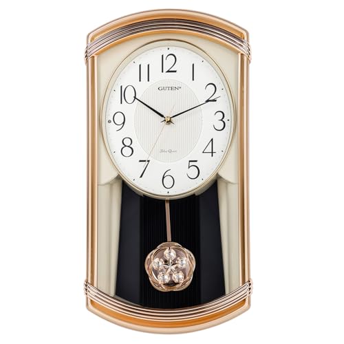 KELAOTE Melodies in Motion Musical Wall ClockBattery Operatedwith Crystal PendulumNight ShutoffChiming Wall Clock for Living Room Decor Office & Home Decor Gift