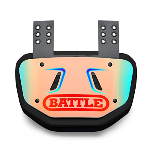 Battle Sports Back Bone Plate - Football Back Plate, Rear Lower Back Protector, Hard Outer Shell & Contoured Foam, High-Impact Protection Football Gear - Iridescent, Adult #TOP1