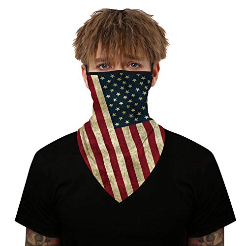 US Flag Face Mask Neck Gaiter Shield Scarf Bandana Face Mask Seamless UV Protection and Windproof Hanging Ears Face Mask for Men Women Motorcycle Cycling Riding Skiing Party（Flag red）4