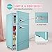 WANAI 3.5 Cu.ft Refrigerators Full-sized Fridge with Freezer Handles Blue Fridge Dual Door Classic Retro Refrigerator Removable Glass Shelves Adjustable Thermostat for Home Office Dorm RV