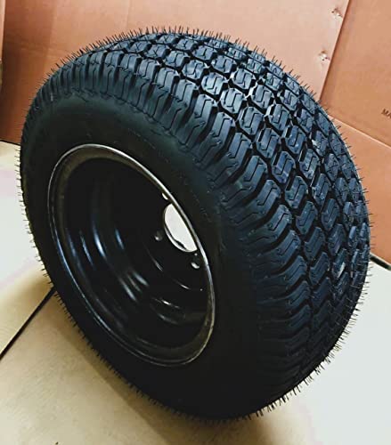 2-Sets Horseshoe 10" Black Alloy Steel Wheels On 20" Turf Golf Cart Tires 20X8-10 Assemblies Equal As 20.5X8X10 205/65-10 20.5X8.0-10 #TOP4