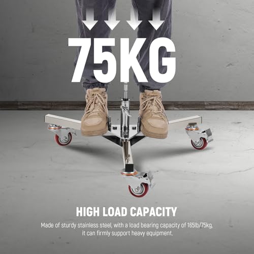 Image of NEEWER Heavy Duty Stainless Steel Light Stand Base with Junior to Baby Adapter for Photography Monolight Flash Video Light, Wheeled Stand Base Fits 1-1 /8 inch (28mm) C Stand Center Column, 165lb /75kg Load