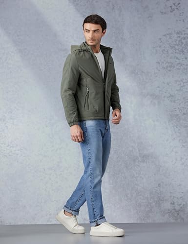Image of Qube by Fort Collins Hooded Light Jacket for Men - Fashionable, Lightweight Jacket for Cool Days in Winter