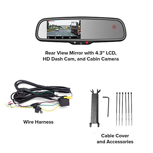 Master Tailgaters Rear View Mirror with Dual Camera HD DVR Dash Cam with Microphone + WiFi app (Records Forward and Inside Cabin Passengers)
