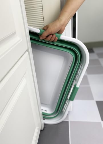 Image of SAMMART Set of 2 Collapsible Plastic Storage Basket - Foldable Pop Up Storage Container - Portable Laundry Organizer - Space Saving Hamper (White /Winter Green, 42L (Style A))