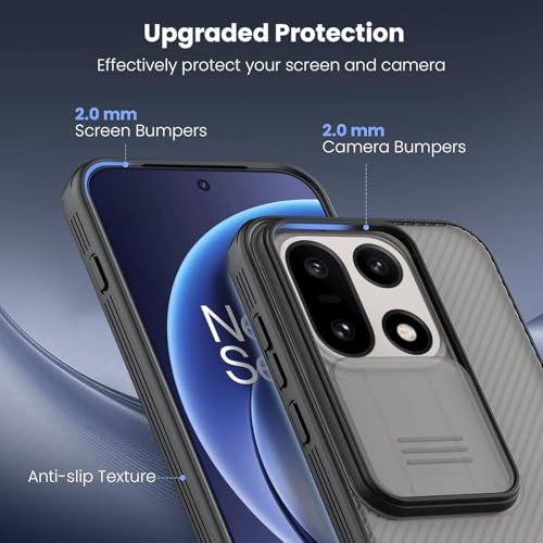 Image of PRITO Nilkin Classic Series for OnePlus 15 (1+15) Case with Camera Cover, [Camera Lens Protector] [Scratch-Resistant] [360 Full Protection] Shockproof Slim Phone Case (Transparent Black, 1+15)