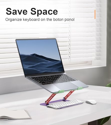 Image of Aoviho Laptop Stand for Desk-Adjustable Laptop Stand Holder -Foldable Notebook Computer Stands for MacBook Air Pro HP Lenovo Dell Samsung Chromebook, 10-15.6 inch, Mixed Color